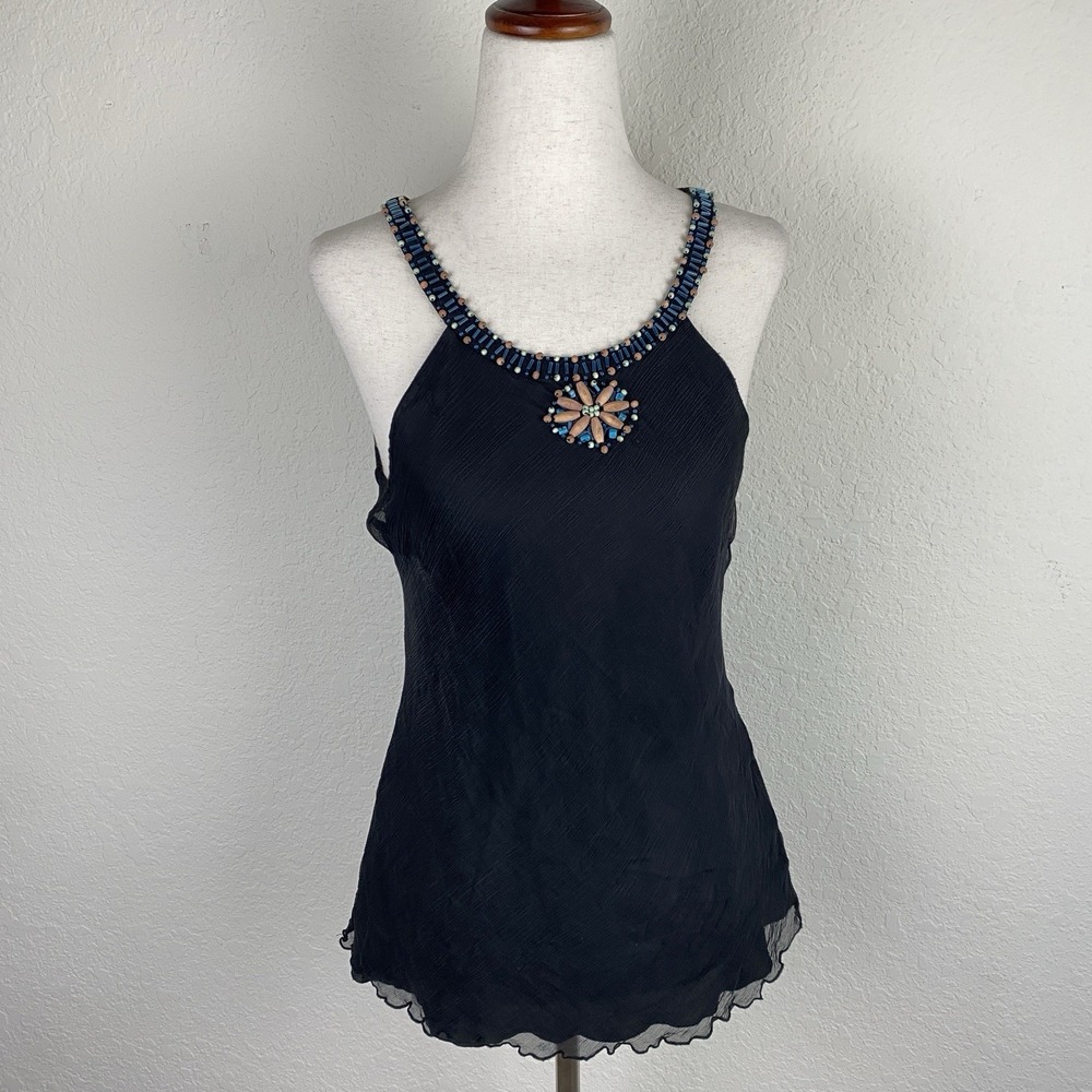 Vtg Spenser S Silk Top Beaded Sleeveless Whimsigoth Fairy Grunge Y2k 90s Boho